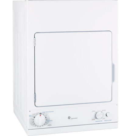 GE DSKS433EBWW Spacemaker® 240V 3.6 cu. ft. Capacity Stationary Electric Dryer