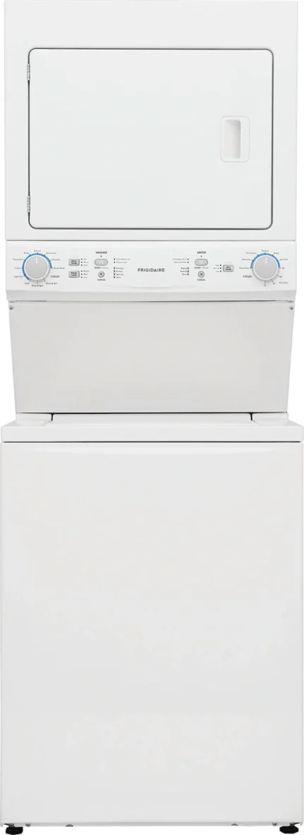 Frigidaire FLCE7523AW Electric Long Vent Stacked Laundry Center - 3.9 Cu. Ft Washer and 5.5 Cu. Ft. Dryer